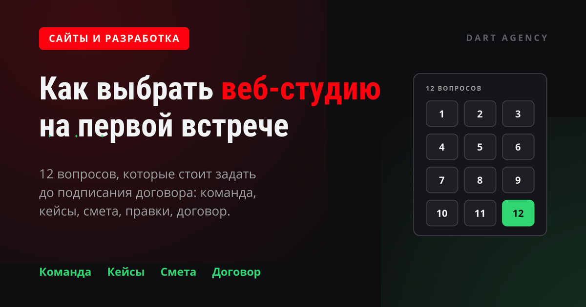 Как выбрать веб-студию: 12 вопросов на первой встрече